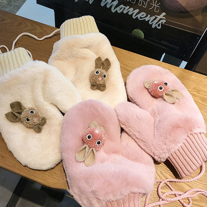 Găng Tay Lông Xù Kiểu Dáng Động Vật Hoạt Hình Dễ Thương Dành Cho Nữ