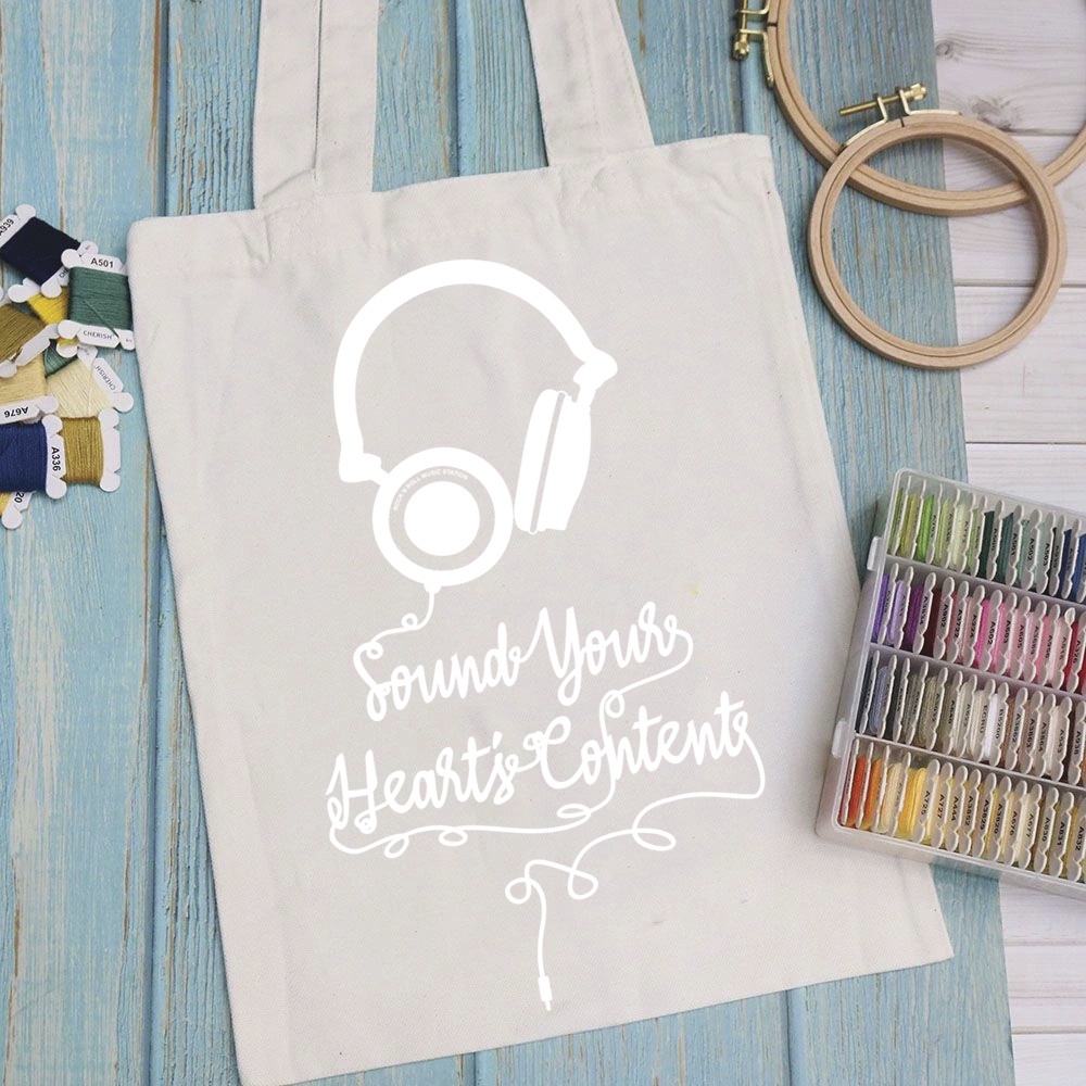Túi vải túi Tote MUSIC - Mẫu 3 vải canvas dày đẹp cho nữ có khóa miệng đi học đi chơi. In hình theo yêu cầu