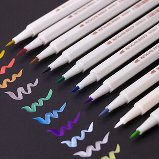 Bút lông mềm Brush Sta Metallic 6551BR mực nhũ lấp lánh ánh kim tuyến đầu nhỏ 10 màu cao cấp - viết Calligraphy sắc nét