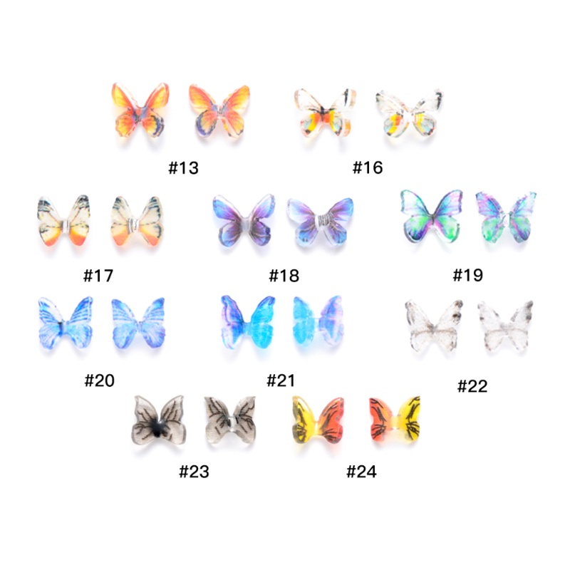 Hộp 10 Miếng Dán Trang Trí Móng Tay Hình Bướm 3D Nhiều Màu