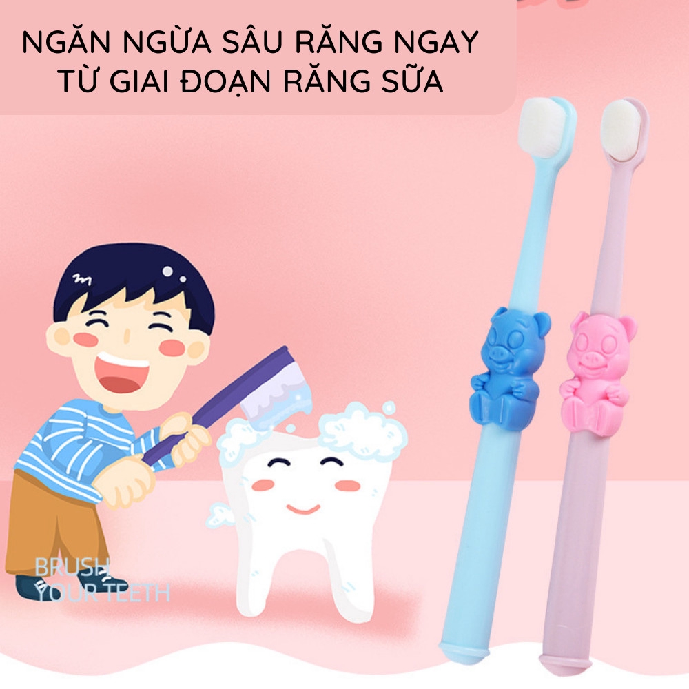[ SẴN SLL) Bàn chải đánh răng trẻ em HAONIU siêu mềm cho bé từ 1 -5 tuổi, triệu sơi tơ không làm tổn thương đến lợi củaâ