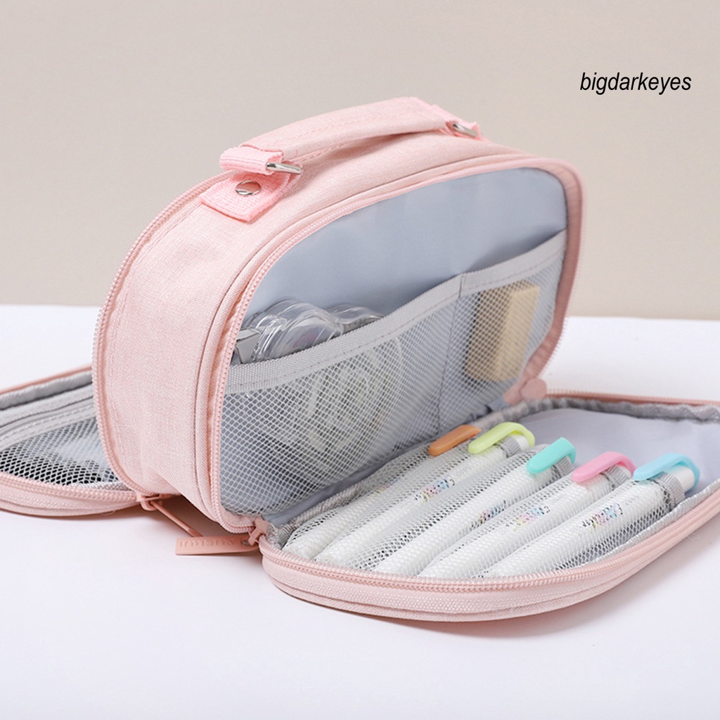 Túi Đựng Bút Chì Bằng Vải Bạt Sức Chứa Lớn Với Tay Cầm Dễ Mang Theo Cho Trường Học