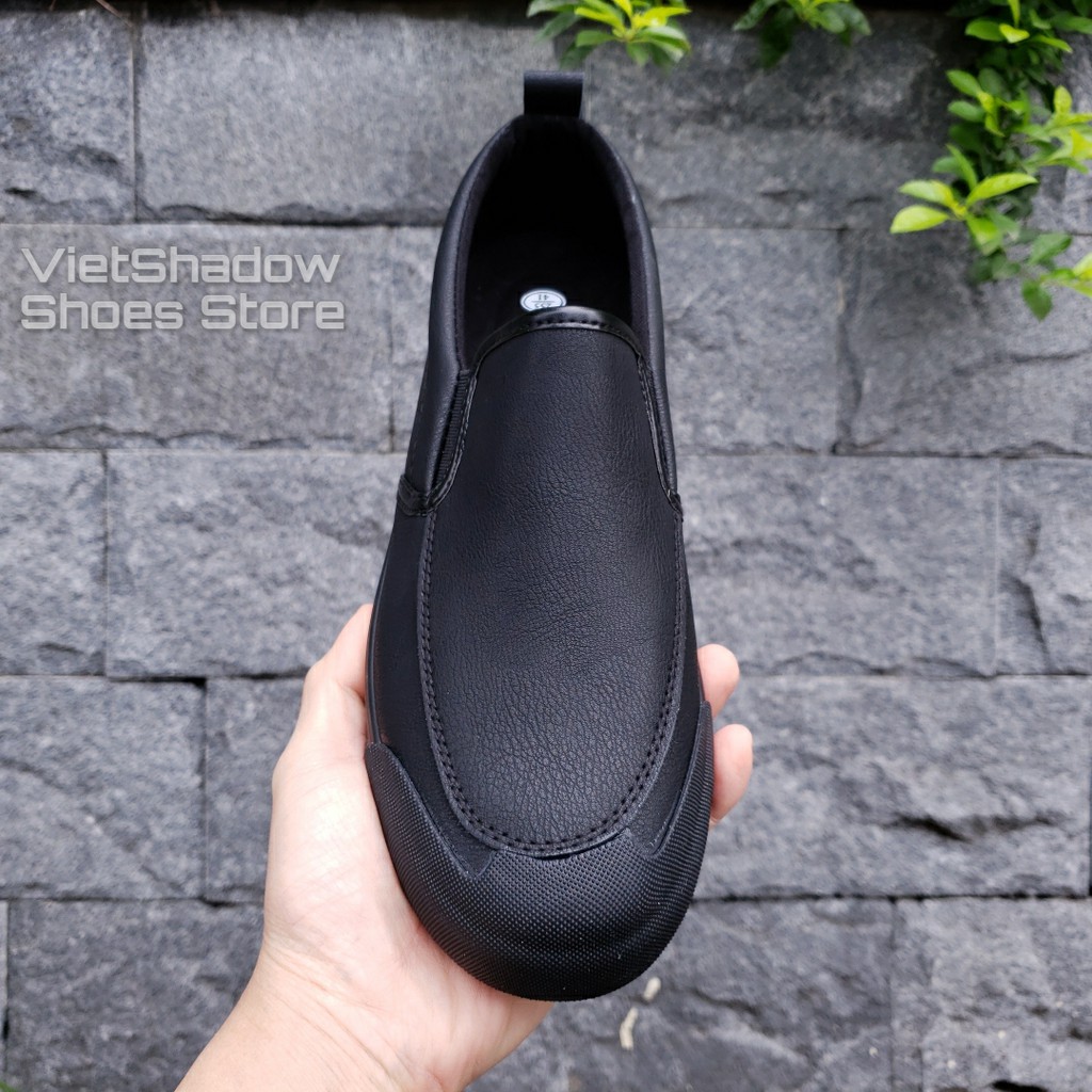 Slip on nam LEYO - Giày lười da nam - Da PU màu đen full - Mã SP A1182