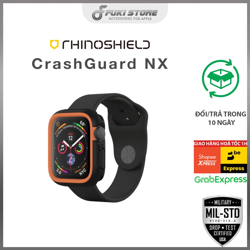 Ốp viền Rhinoshield iWatch Series 4/5/6/7/SE  CrashGuard NX Đen mix màu