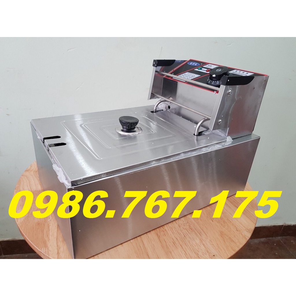 Bếp chiên dầu Inox cỡ 6L, máy chiên rán khoai tay, gà ngập dầu