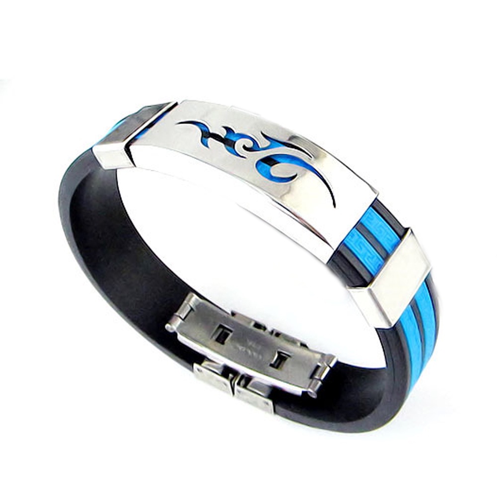 Bbyter Fancyqube Vòng Tay Nam Bằng Silicone Thép Titan In Logo Ngọn Lửa