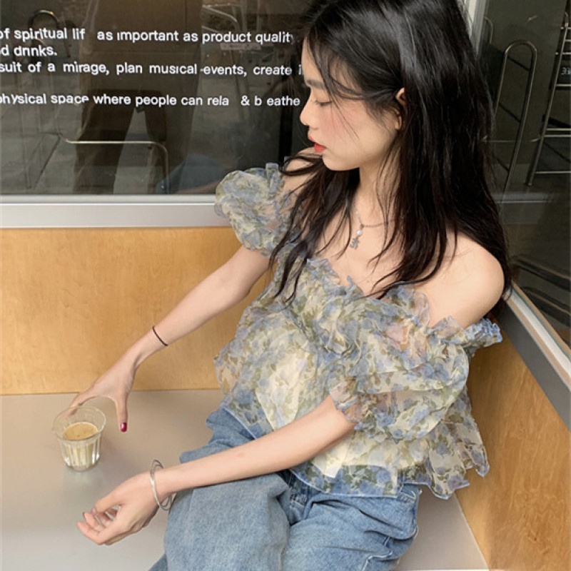 Áo Trễ Vai Tay Ngắn Dáng Rộng Thời Trang Mùa Hè Quyến Rũ Cho Nữ