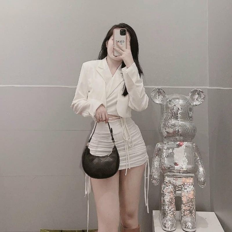 Túi kẹp nách cha.nel dáng bầu mẫu mới nhất size 20cm JUMITO