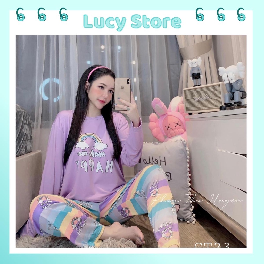 Pijama bộ ngủ đồ bộ mặc nhà dài tay nữ cotton hoạt hình dễ thương mềm mịn mát Lucy Store