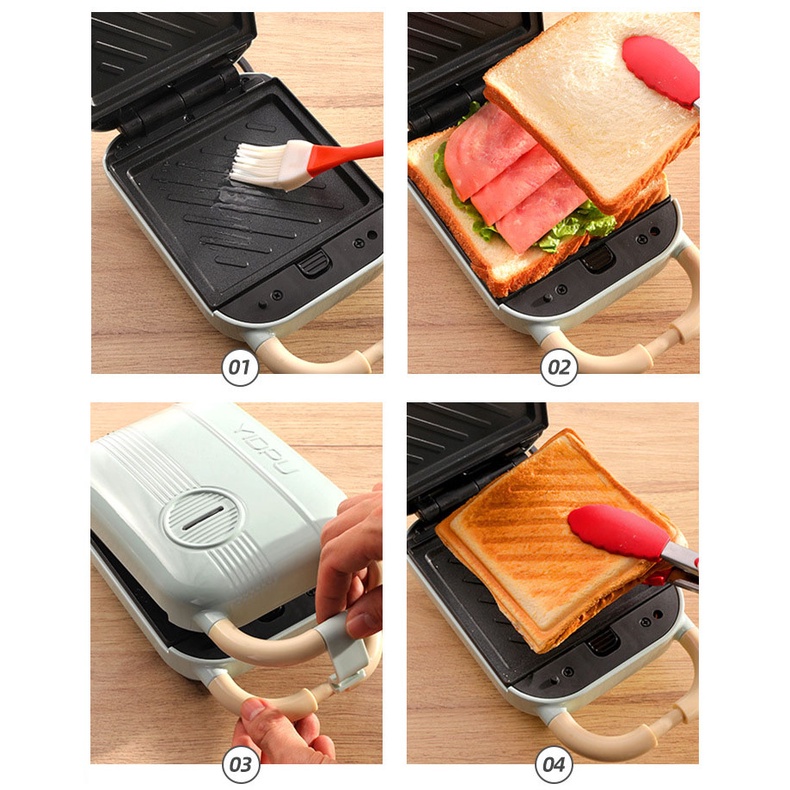 Máy Kẹp Bánh Mỳ - Máy Nướng Bánh Mì Sanwich YIDPU Làm Bánh Waffle - Công suất 600W - BH 6 Tháng