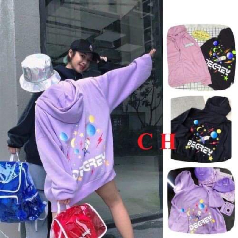 Áo khoác hoodie dây kéo Dergy UlzzangHodie nữ form rộng dài vải nỉ chất đẹp giá rẻ không xù lông hàng quảng châu