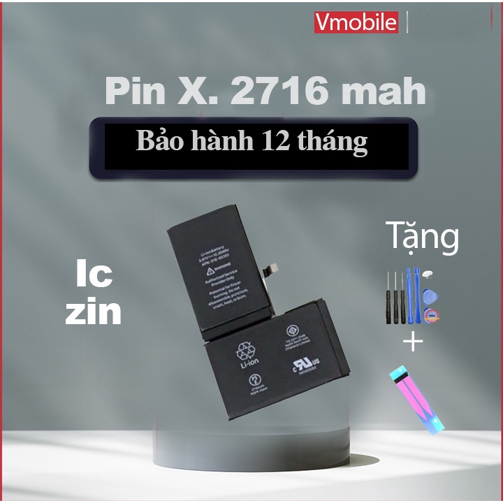 Pin thay thế dùng cho điện thoại X, dung lượng chuẩn 2716mAh tặng kèm bộ sửa 8 in 1 - Bảo hành 3 tháng