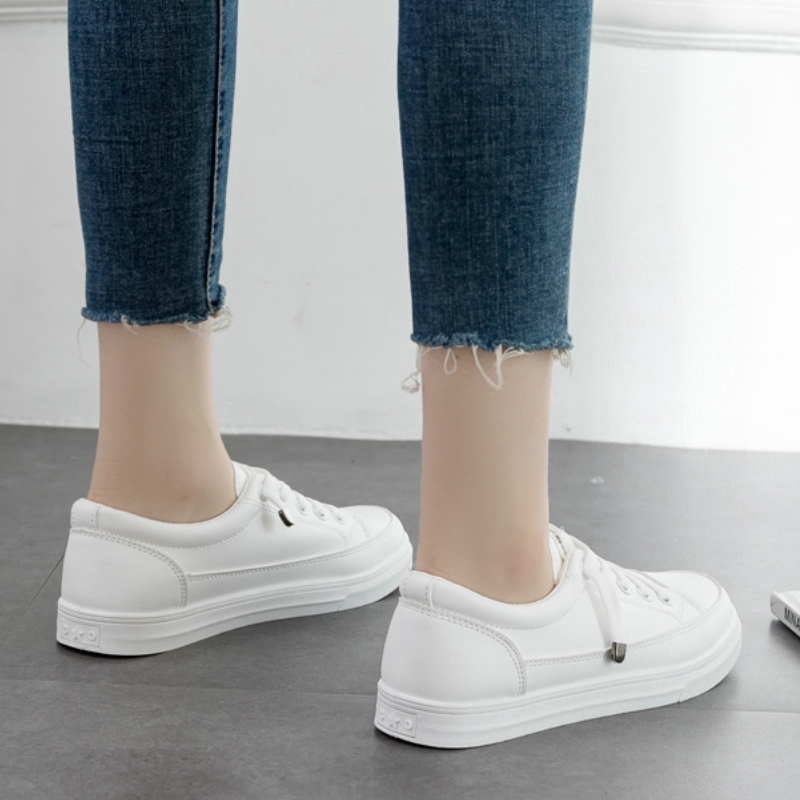 Giày thể thao IELGY buộc dây đế bằng trọng lượng nhẹ thoải mái kiểu Hàn Quốc hoang dã nhiều màu mang hằng ngày cho nữ