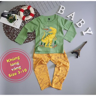 Sét bộ thun tay dài bé trai in hình khủng long