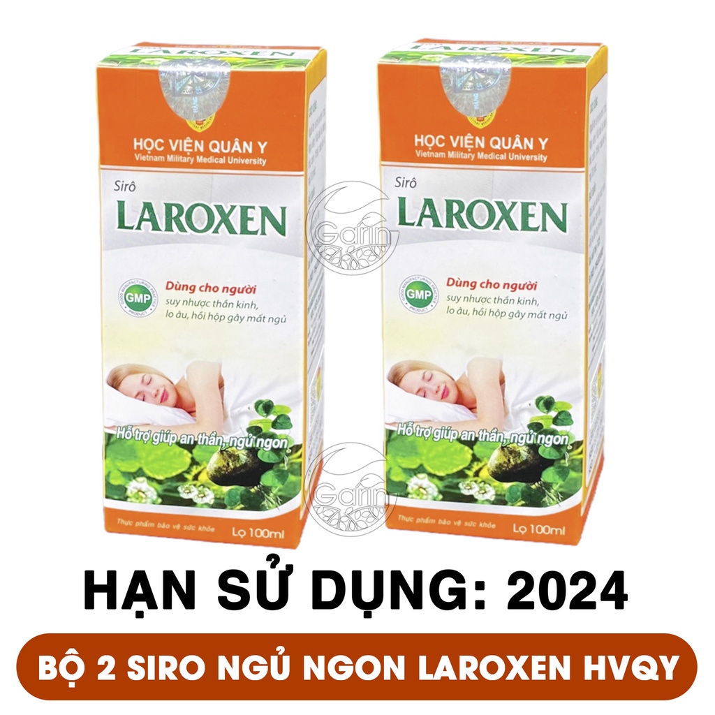 Bộ 2 hộp siro thảo dược laroxen Học Viện Quân Y 100ml x2 ngủ ngon ngủ sâu giấc hơn Mỹ Phẩm Sỉ Emer