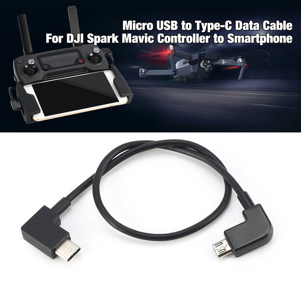 Cáp dữ liệu chuyển đổi Micro USB sang Type-C cho điện thoại và đầu điều khiển DJI Spark Mavic