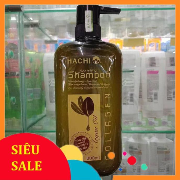 Cặp dầu gội và dầu xả thảo dược Argan Hachi 800ml( dành cho da dầu, rụng tóc, khô tóc, gàu)