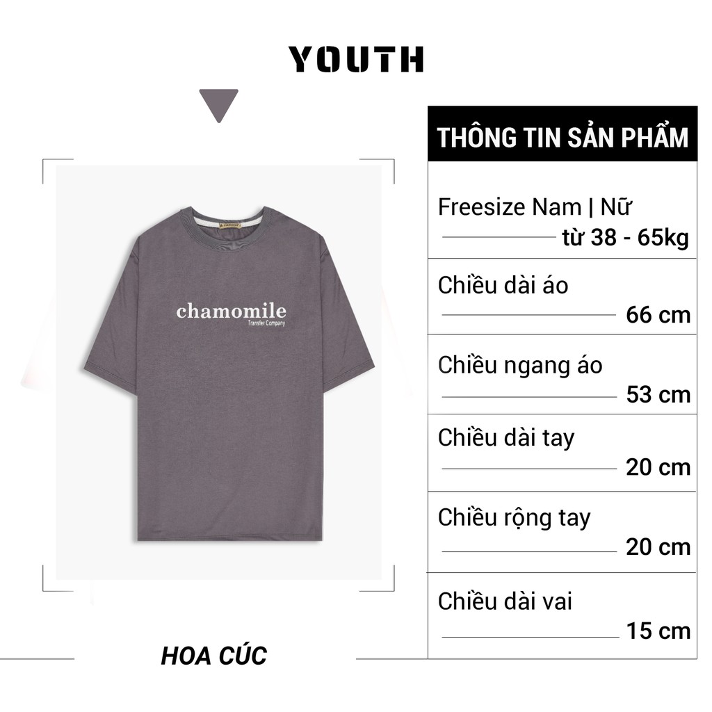 Áo thun nam nữ unisex YOUTH form rộng cổ tròn tay lỡ vải Cotton xịn FreeSize(38-65Kg) - Hoa Cúc Chamomile - AP26