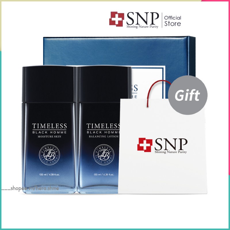 Bộ Sản Phẩm Dưỡng Da Nam Giới SNP Timeless Black Homme Skin Care 2 Set Dưỡng Ẩm Tăng Tính Đàn Hồi Chống Nhăn