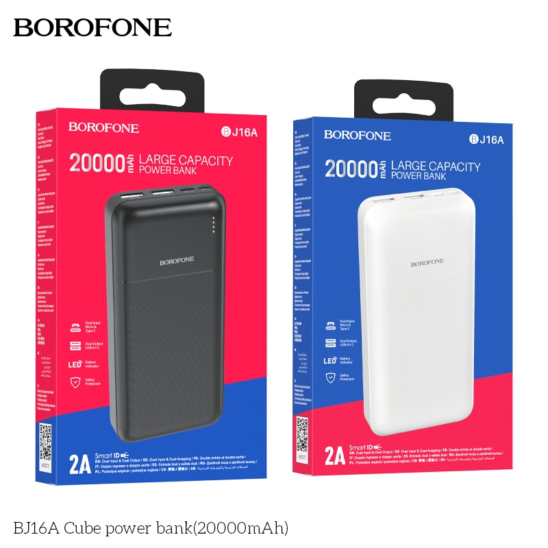 [CHÍNH HÃNG] Pin sạc dự phòng BOROFONE BJ16A cục sạc dự phòng 20000MAH hỗ trợ sạc nhiều thiết bị cùng lúc. sạc du phong