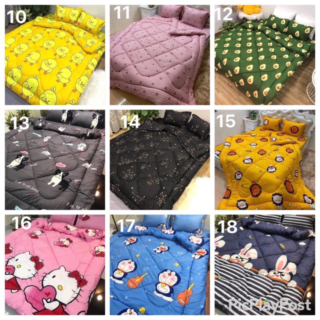 Set Chăn phao ga gối cotton poly 5 món. Được chọn mẫu.