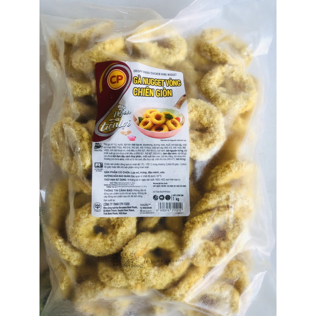 gà nugget vòng chiên giòn CP gói 1kg