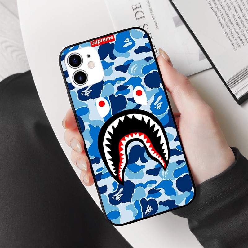 Ốp lưng sành điệu cá mập Blue Bape camo màu xanh - iphone 6s/6/7/8 plus/x/xr/xs max/11/11 pro max/12/12 promax BRAND0003