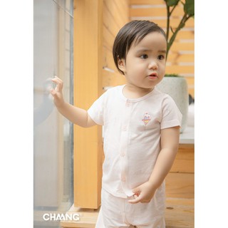 Bộ cộc tay bé trai bé gái Chaang cài cúc giữa – Chất cotton mềm mịn, thoáng mát