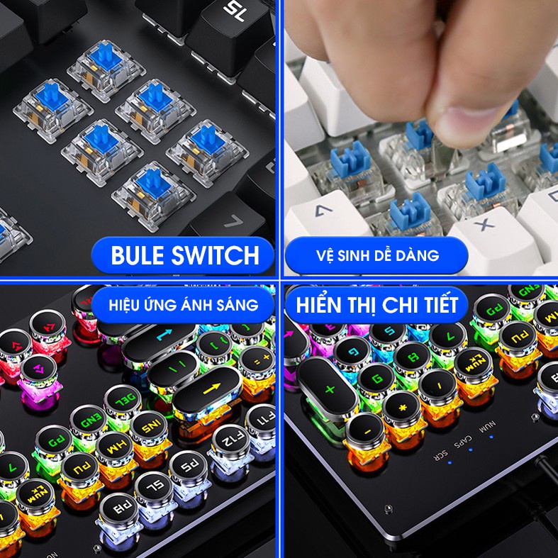 Bàn phím máy tính, bàn phím cơ Gaming Cao Cấp T907 Pro, Cho PC Laptop CÓ 20 Chế Độ Led RGB Khác Nhau Chiến Mọi Game