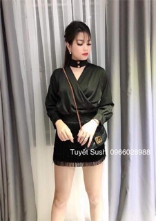 Sơ mi lụa choker VON LỤA SIÊU ĐẸP