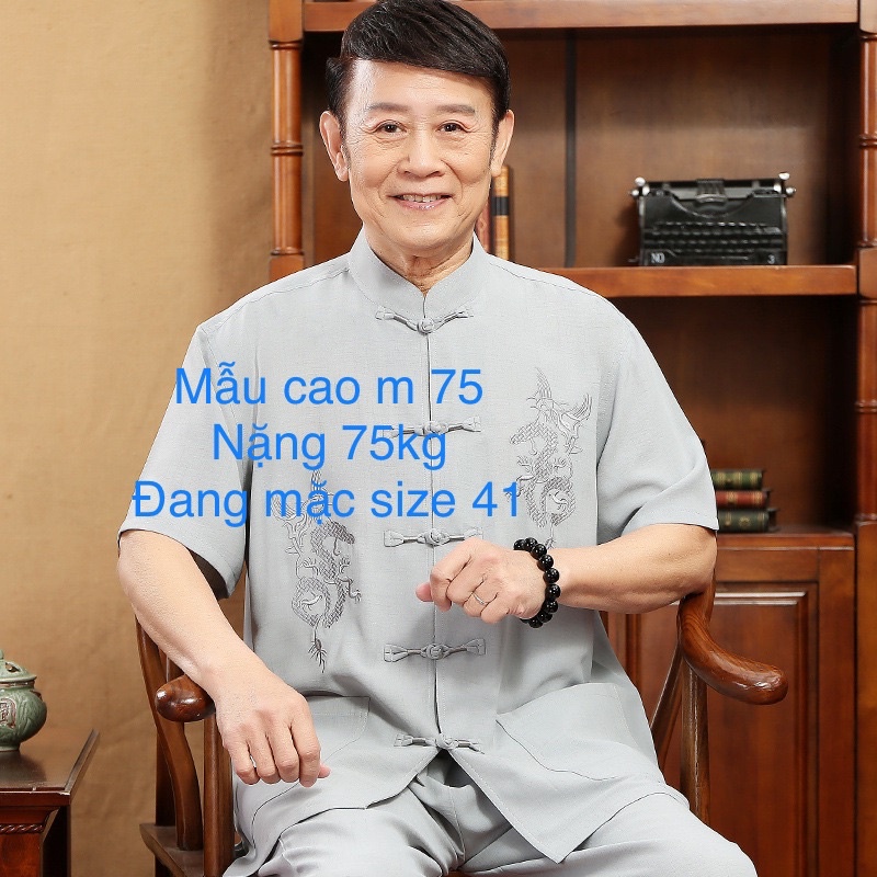 Bộ đồ Ngắn Tay nhiều màu thêu rồng dành cho Nam lớn tuổi trung niên hàng nhập xịn