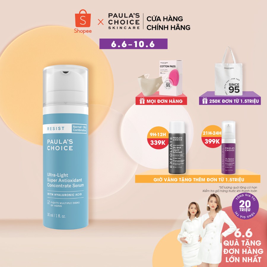 Tinh chất chống oxi hóa siêu nhẹ Paula's Choice Resist Ultra light Super Antioxidant Concentrate serum 30ml Mã: 7740