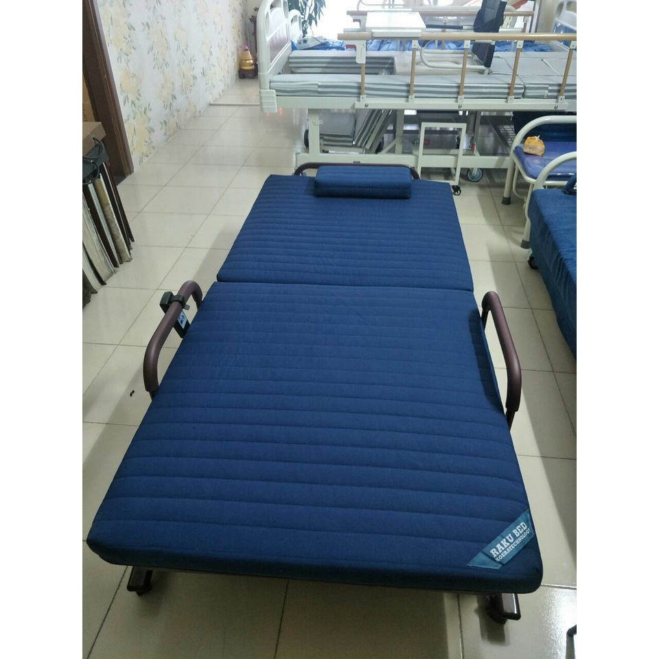 Giường gấp Hàn Quốc RAKU BED rộng 1.2m dài 1,9m _ Giường gấp đơn có 2 màu màu xanh và màu nâu- Bảo hành 12 tháng