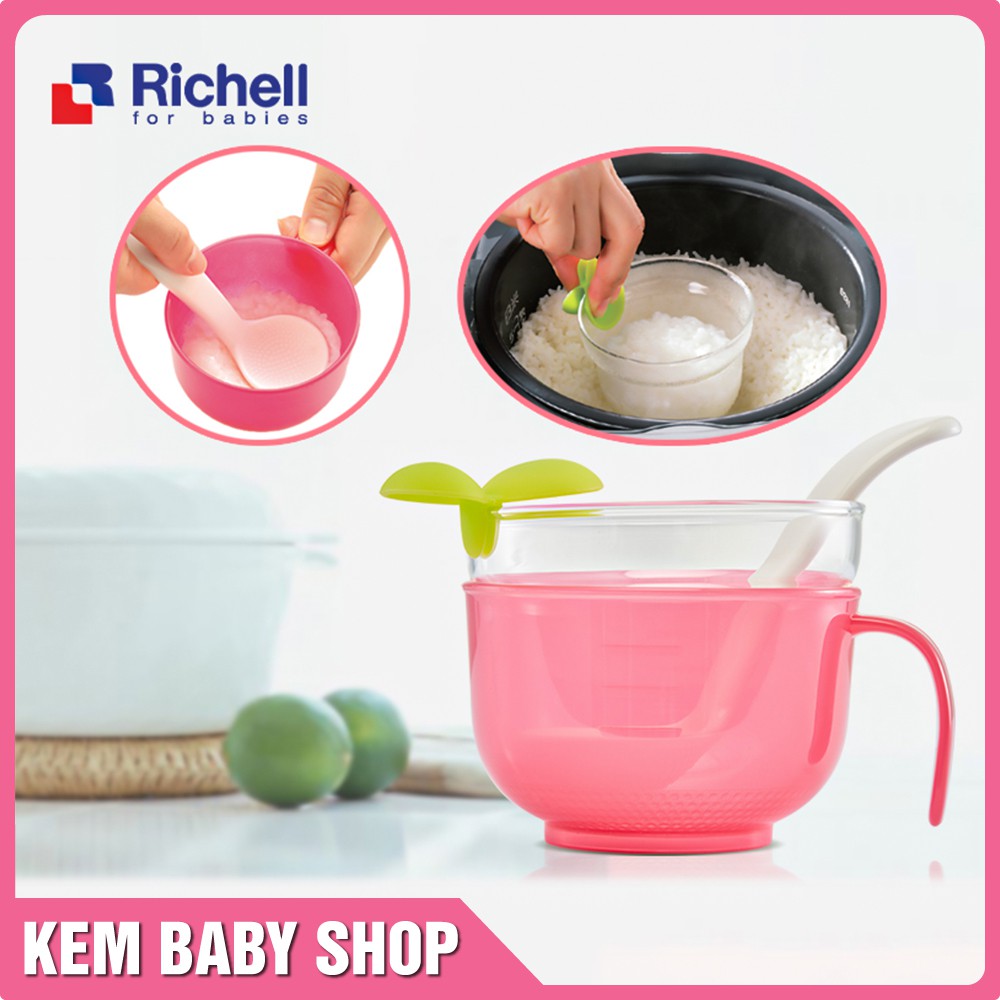 Bộ nấu cháo và cơm nát trong nồi cơm điện Richell Nhật Bản - Nồi nấu cháo cho bé Richell