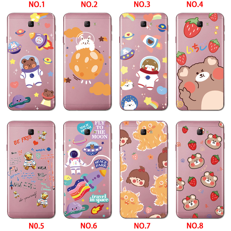 Samsung Galaxy A7 A5 A3 2017/A720 A520 A320 A6S A8S A9 A8 Star INS Cute Cartoon Little brown bear Clear Soft Silicone TPU Phone Casing Lovely astronaut Rocket ship Case Couple Back Cover