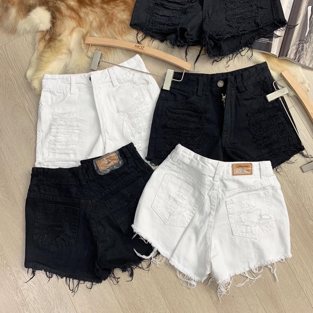 Quần short jean Nữ phối cắt rách cá tính phong cách trẻ trung nữ tính D&amp;Y SN03