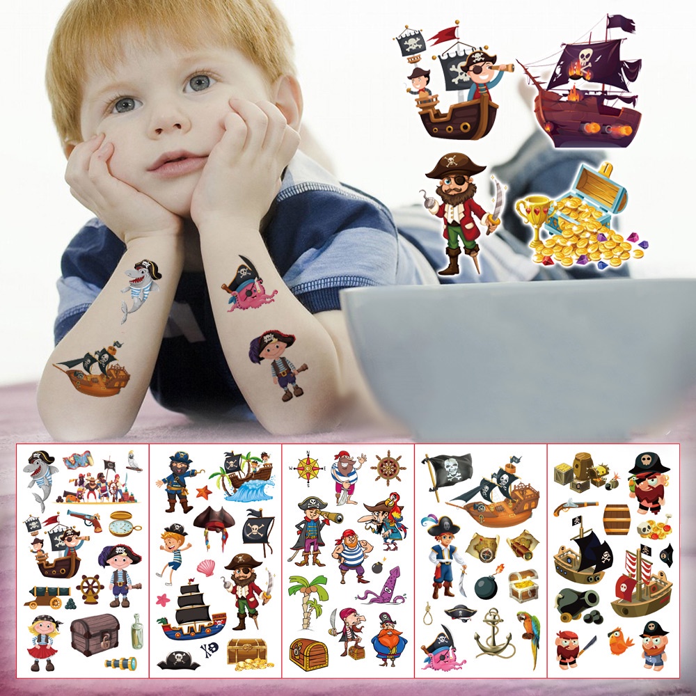 Bộ 10 Tấm Hình Xăm Dán Tạm Thời Chống Nước Nhiều Hình Dạng Độc Đáo Cho Bé
