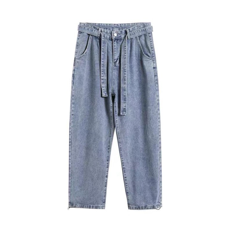 Quần jeans dáng xuông kèm đai buộc- Q8 - quần bò ống suông rộng - vải cao cấp -Đổi trả free nếu hàng lôi | BigBuy360 - bigbuy360.vn