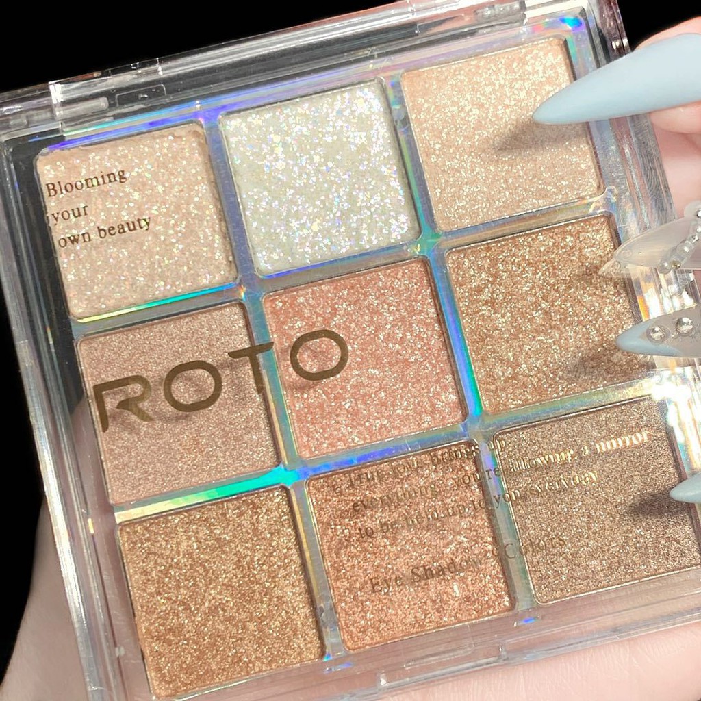 Bảng phấn mắt 9 màu nhũ lì bắt sáng ROTO Eyeshadow xinh xắn tiện lợi hot trend ROTO01 | BigBuy360 - bigbuy360.vn