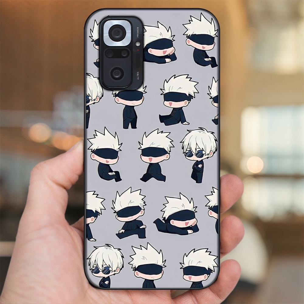 Ốp lưng Xiaomi Redmi Note 10 Pro viền đen in hình Satoru Jujutsu Kaisen