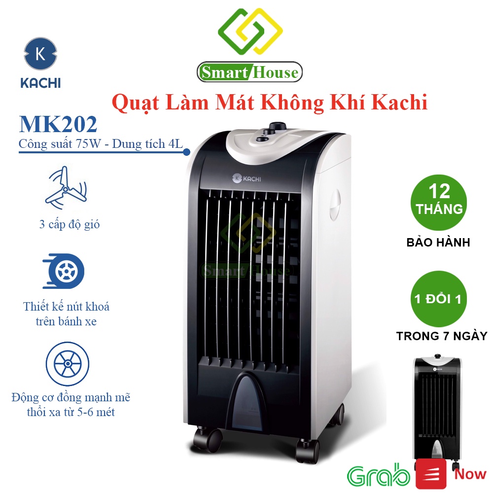 (Tặng tinh dầu) Quạt Làm Lạnh Không Khí Kachi MK202, Công Nghệ Nhật Bản, Công Suất Mạnh, Tiết Kiệm Điện Năng
