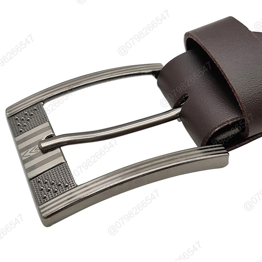 Thắt lưng giá tốt da PU DHM-165 | Đầu khóa kim màu trắng bạc | đục lỗ full dây | Bảo hành 12 tháng