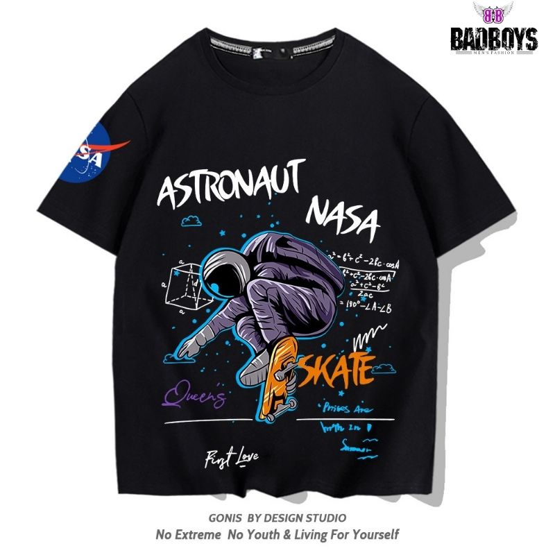 Áo Phông Nam Nữ Free size Cotton Phi Hành Gia, Áo Thun Ngắn Tay Thời Trang Unisex Badboys
