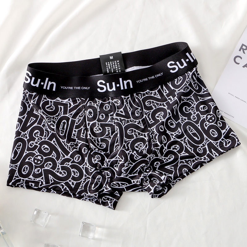 Quần Lót Boxer Vải Lụa Lạnh Siêu Mỏng Thoáng Khí Lưng Vừa Thời Trang Cho Nam