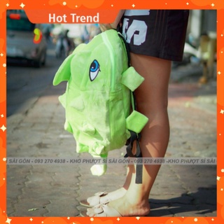 Siêu hot mẫu balo đi phượt đựng nón fullface size trung balo khủng long nhung màu xanh dạ quang