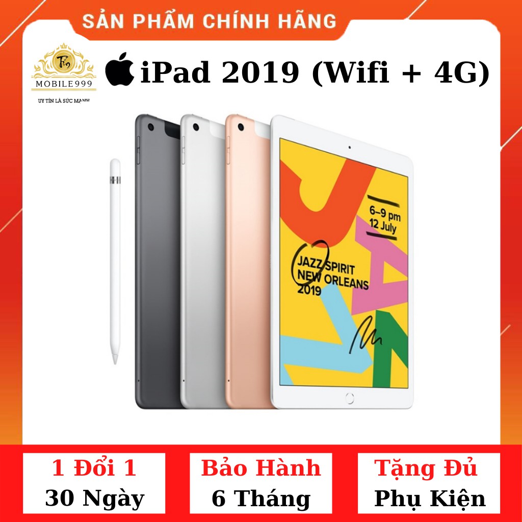 iPad 2019 - Gen 7 10.2 inch (Wifi + 4G) 32GB Chính Hãng - Zin Đẹp 99% - Còn BH Apple - Pin sạc 0 lần 100% | BigBuy360 - bigbuy360.vn