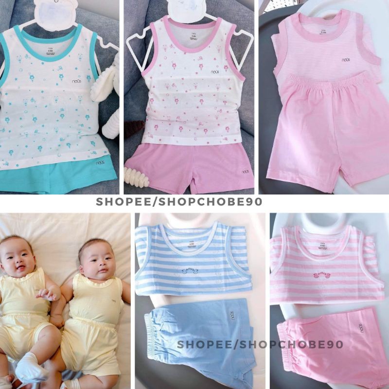 [NOUS CHÍNH HÃNG SALE 15%] 💕𝑭𝑹𝑬𝑬𝑺𝑯𝑰𝑷💕 Bộ Ba Lỗ Nous Petit/Air Size 6-9m đến 18-24m- Bộ Nu sát nách mặc hè