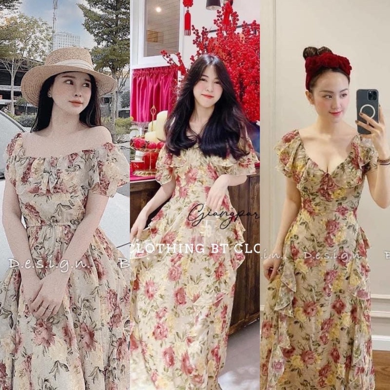 ĐẦM MAXI HOA BÈO BẸT VAI