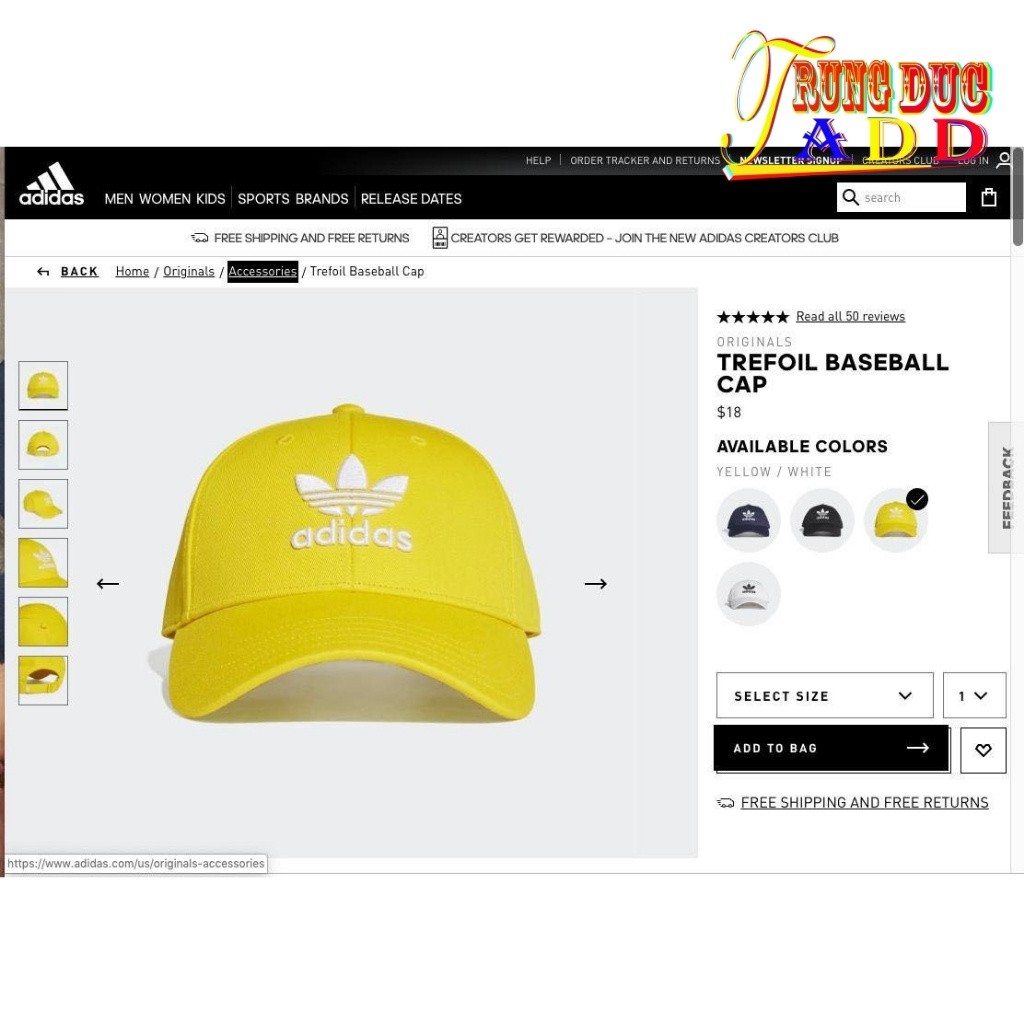 Mũ Lưỡi Trai Full Tag Code Màu Vàng Rực Rỡ Chất Đẹp Fom Cứng Cáp Trungducadidas