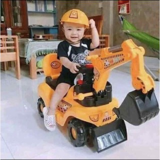 [Trợ giá] XE CẨU SIÊU ĐẠI FULL ĐỒ CHƠI CÓ NHẠC CÓ MŨ - Xe Cẩu Điện 2 Chế Độ Cho Bé Có Nhạc Đèn Tựa Lưng